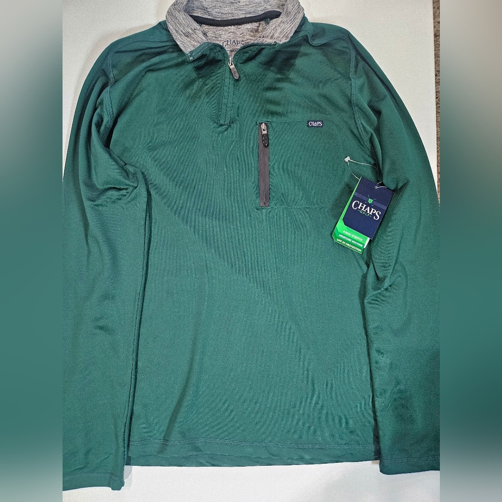 NWT Chaps Quarter Zip Pullover Mens‎ Medium Green Golf Wear
